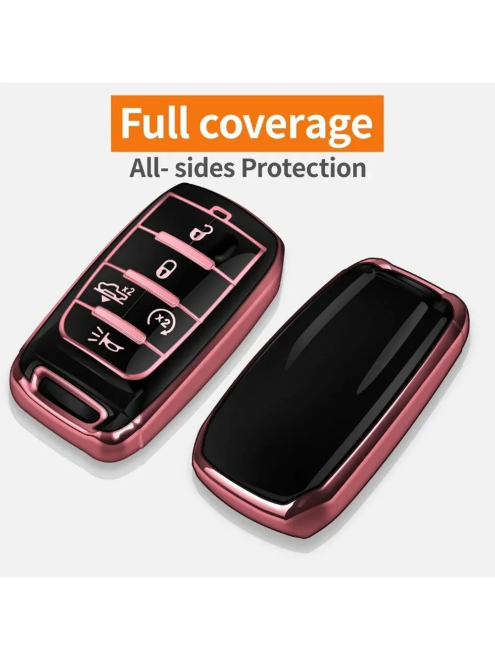 Soft Pink Key Fob Cover with Keychain - Full Protection for Dodge RAM 2019-2025